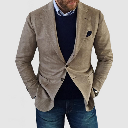 NENOKEN | Herencardigan met casual knopen, zakken en reverskraag, enkelkleurig, lange mouwen