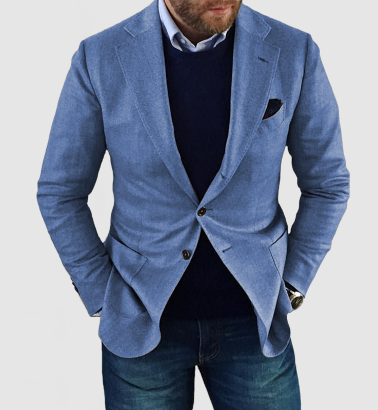 NENOKEN | Herencardigan met casual knopen, zakken en reverskraag, enkelkleurig, lange mouwen