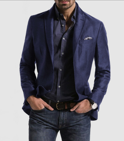 NENOKEN | Herencardigan met casual knopen, zakken en reverskraag, enkelkleurig, lange mouwen
