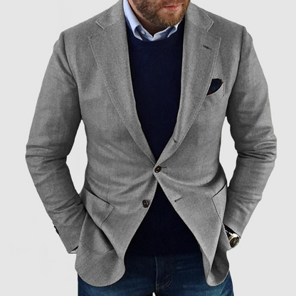 NENOKEN | Herencardigan met casual knopen, zakken en reverskraag, enkelkleurig, lange mouwen